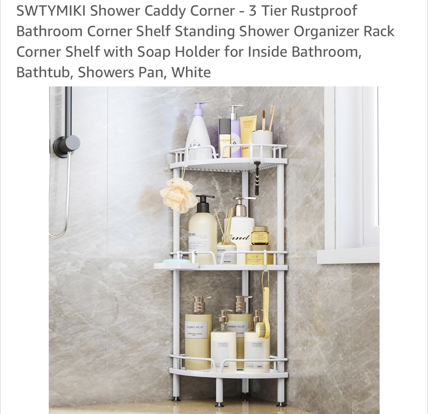 Corner Shower Caddy - 3 Tier White Organizer