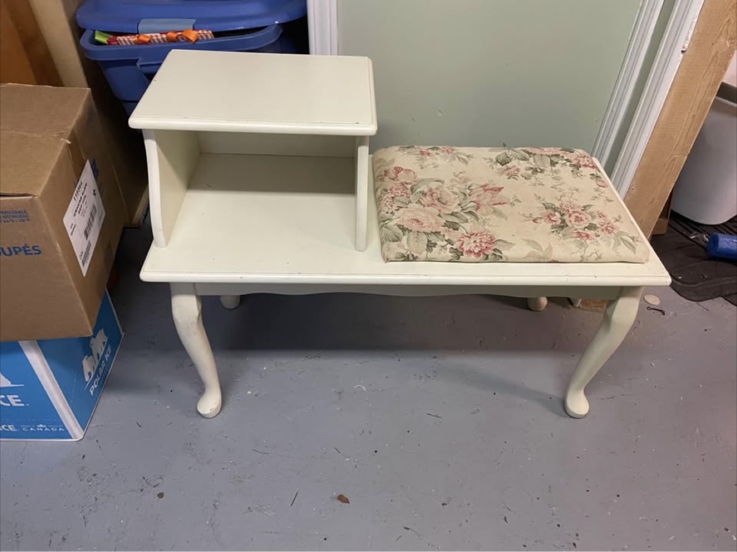 Telephone Bench with Floral Cushion