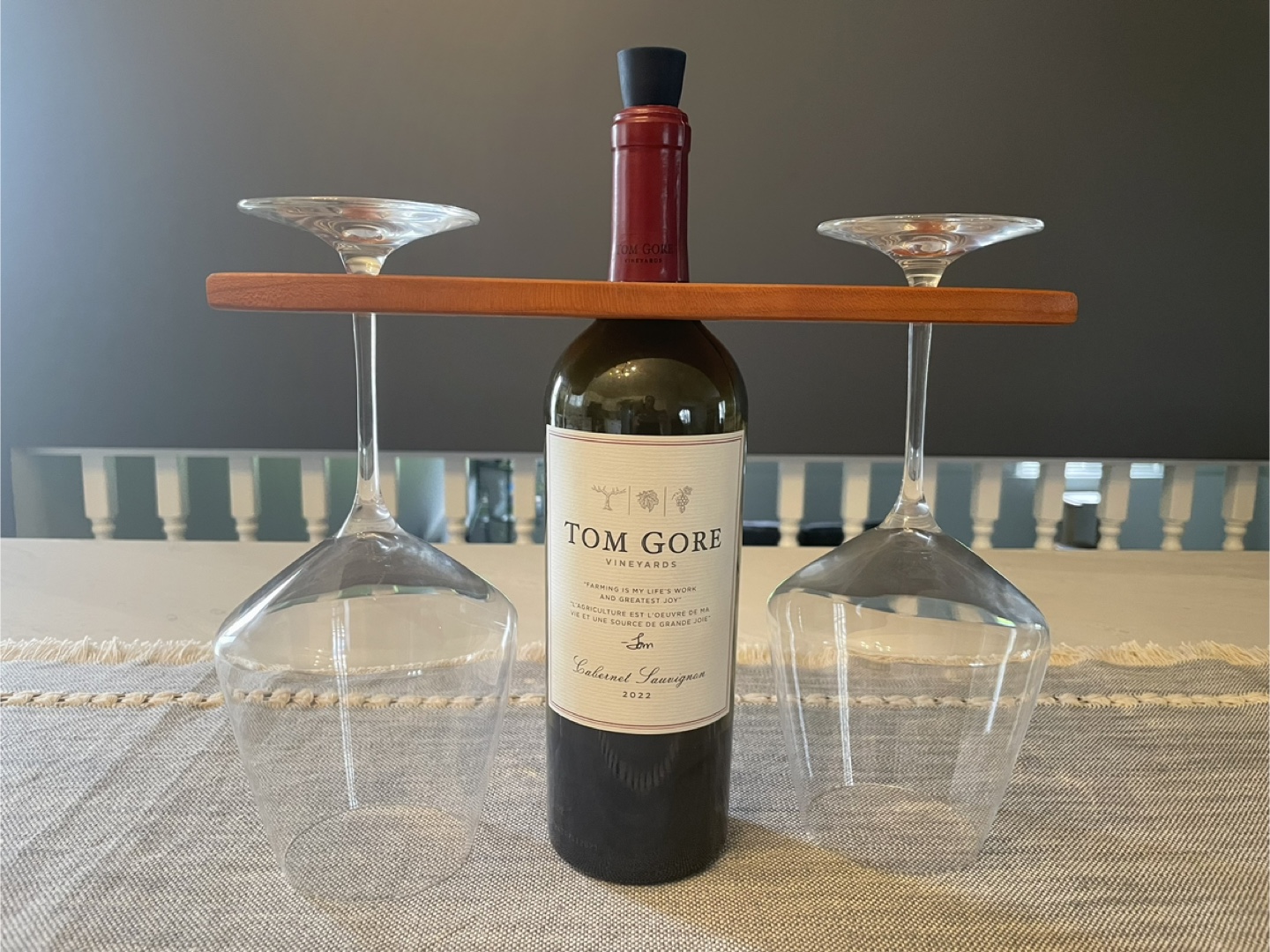 Wooden Wine Glass and Bottle Holder