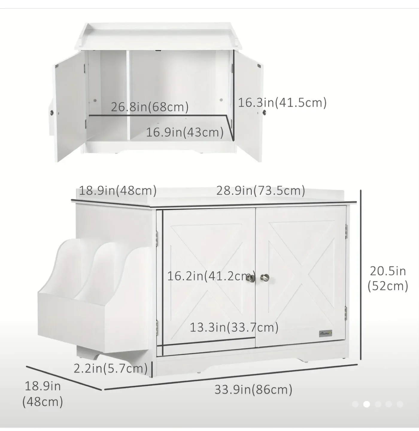 White Litter Box Enclosure with Storage image indicator(6)
