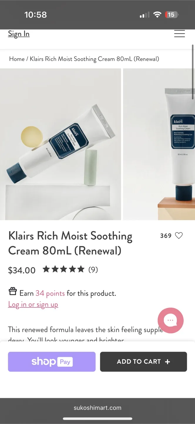 Klairs Rich Moist Soothing Cream (80mL – Renewal)