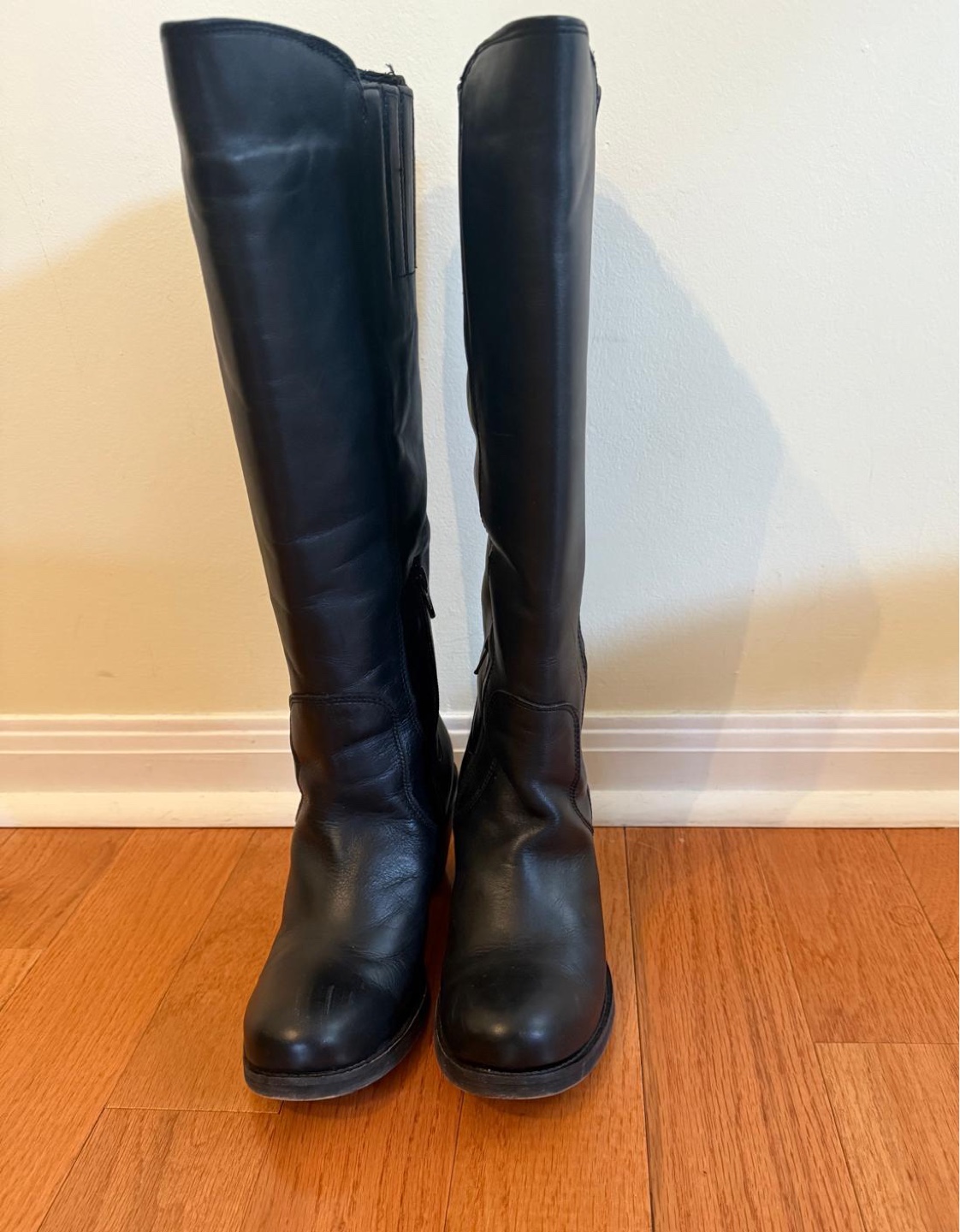 Leather Tall Heeled Boots, US size 5