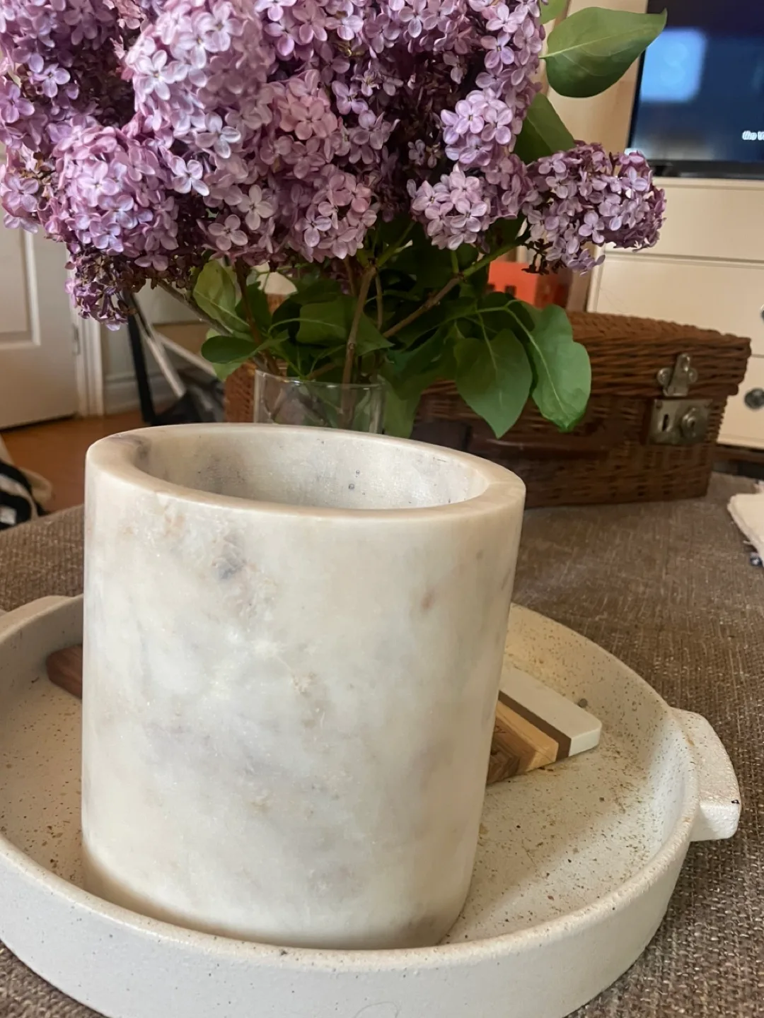 Williams Sonoma Alabaster Vase/Planter thumbnail