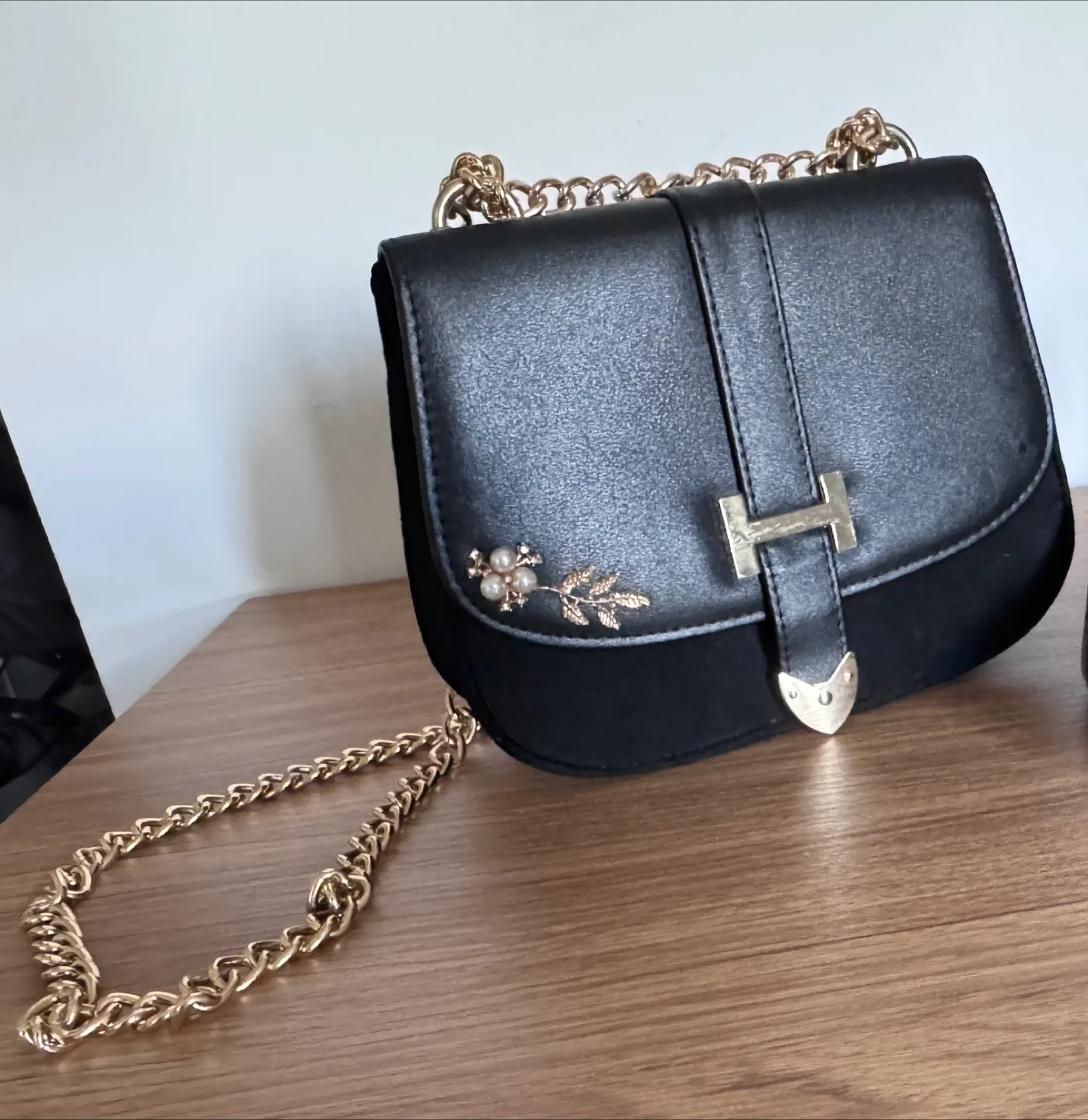 Black Chain Bag with Gold Detailing thumbnail
