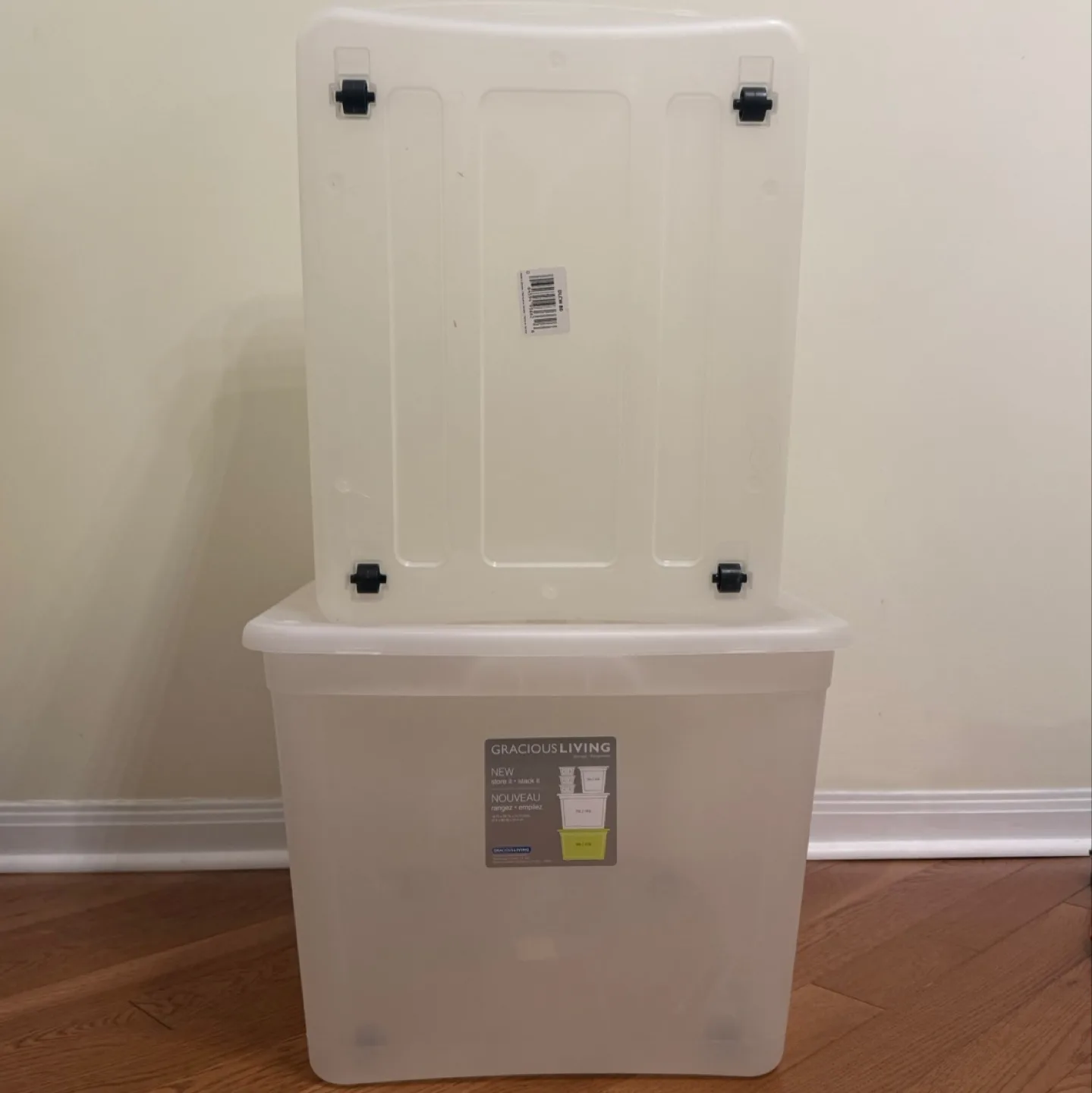 Two 80L Stackable Storage Bins with Wheels and Lids thumbnail
