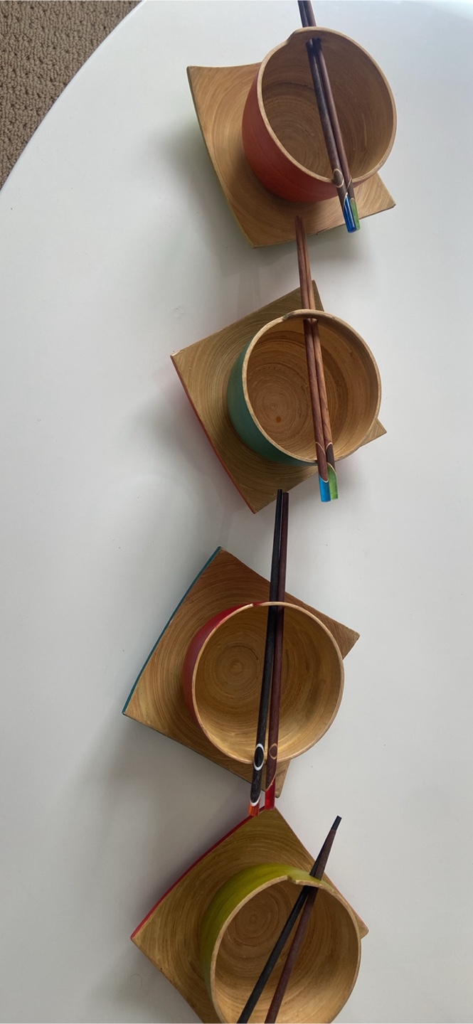 Set of Four  Ramen bowls and Chopsticks - photo 2