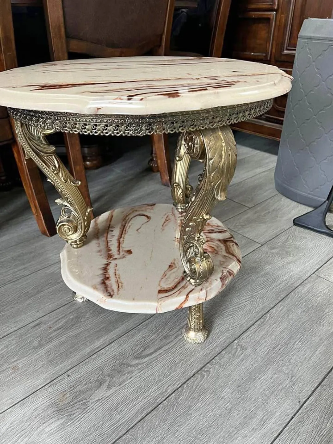 Vintage marble side table (Pair) thumbnail