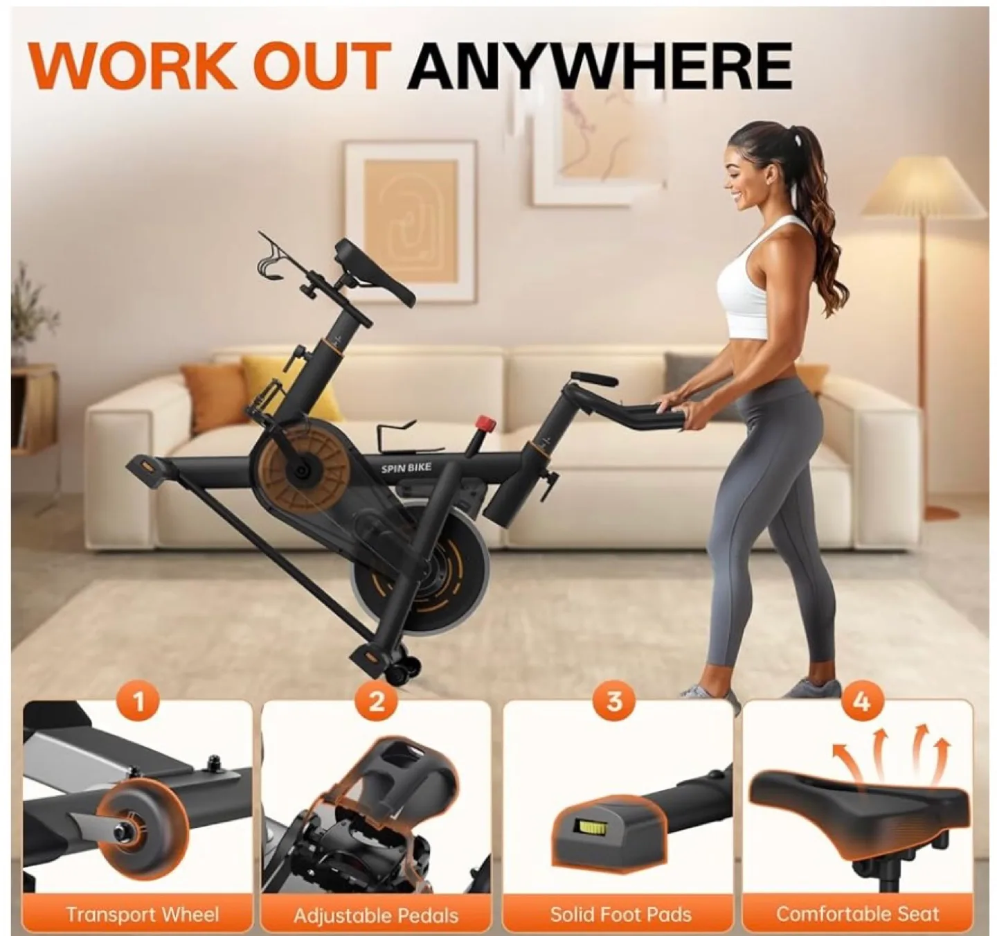 Exercise Bike, Indoor Cycling Bike Brake Pad image indicator(8)