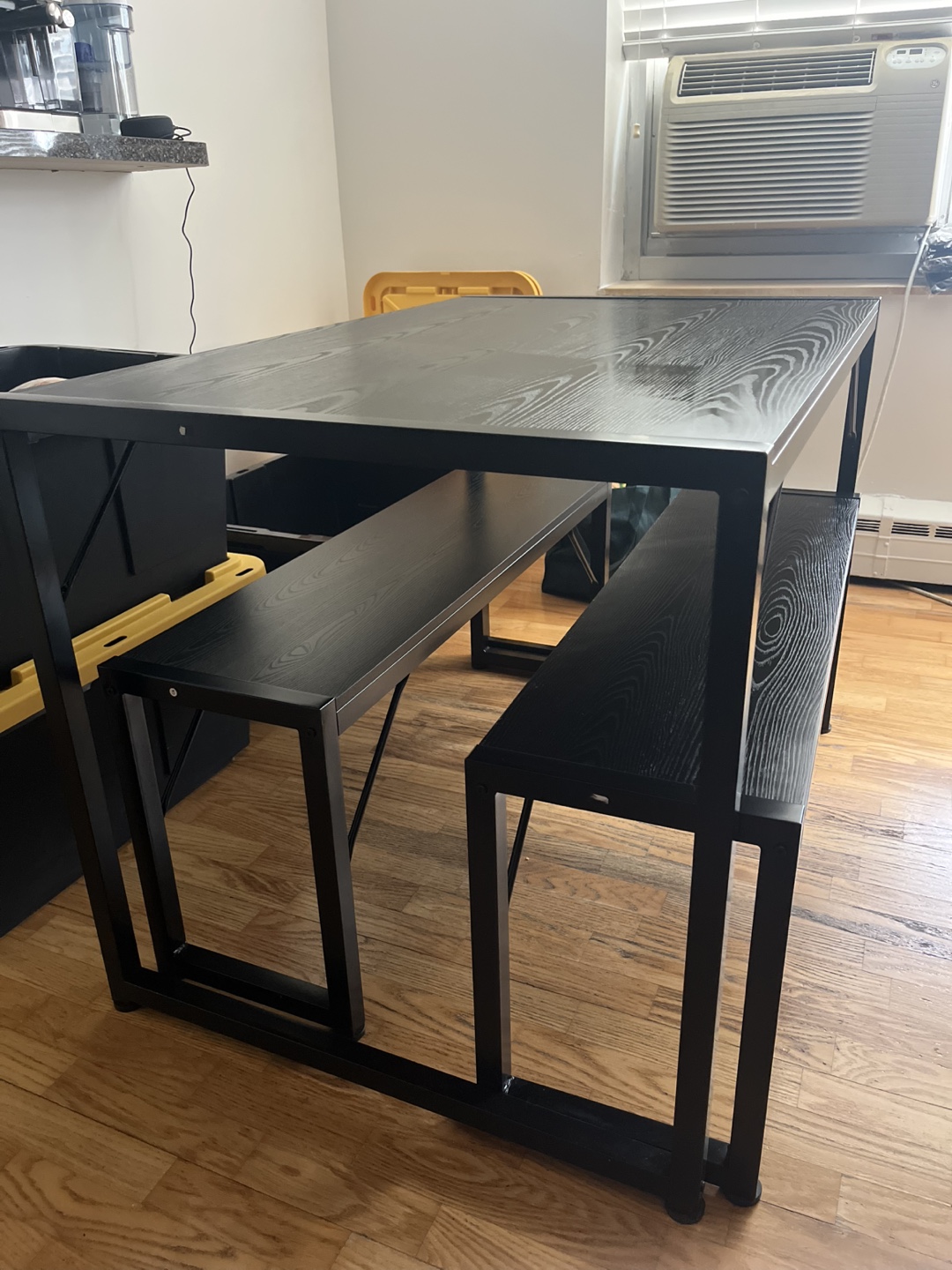 Black Table and Bench Set