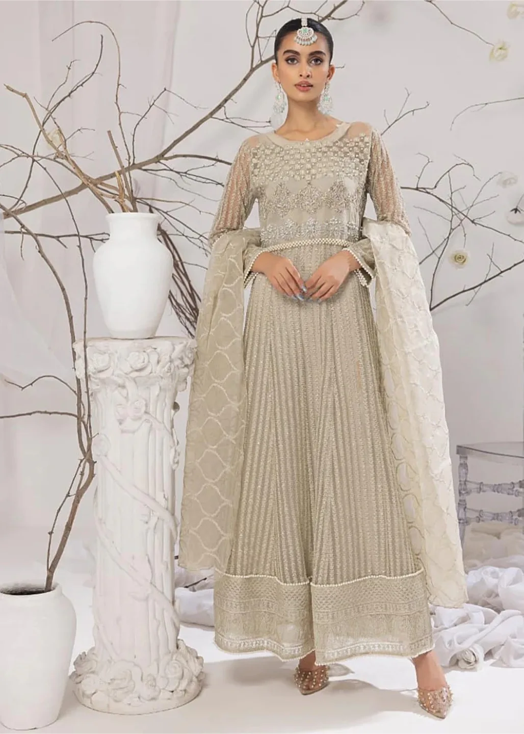 Elegant embellished Pakistani dress 3 piece thumbnail
