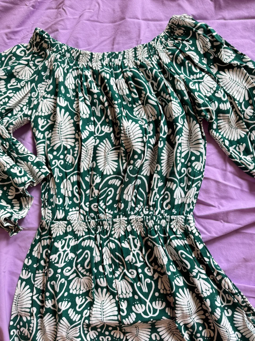 Green and White Floral Dress thumbnail