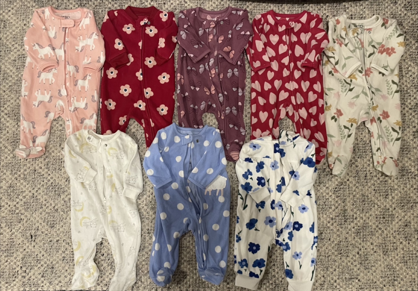 Baby Girl Fleece Sleepers - 0 to 3 months