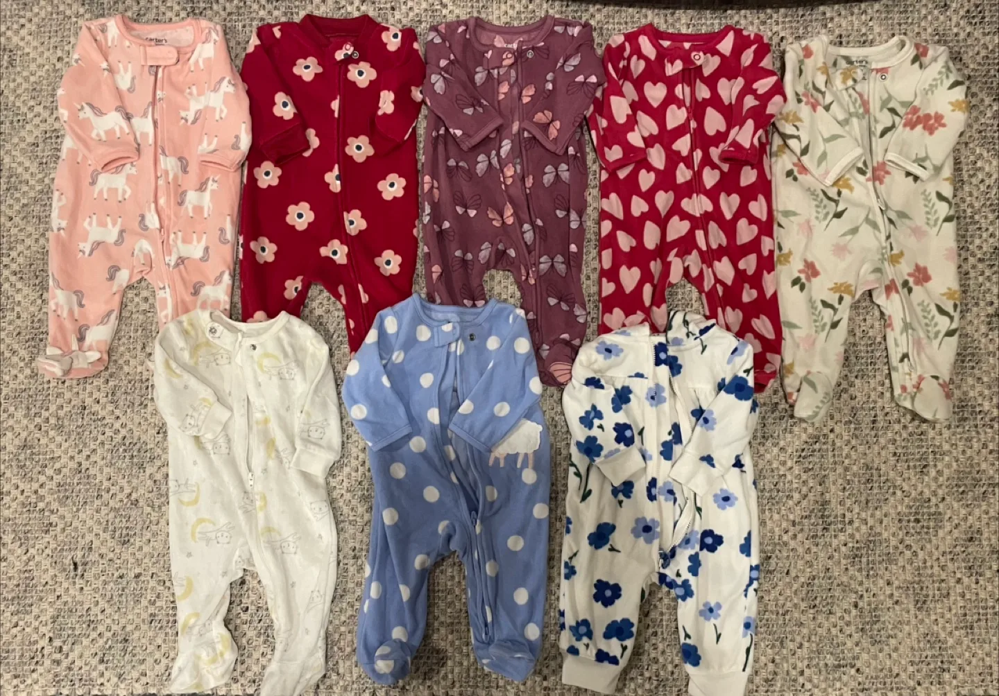 Baby Girl Fleece Sleepers - 0 to 3 months thumbnail