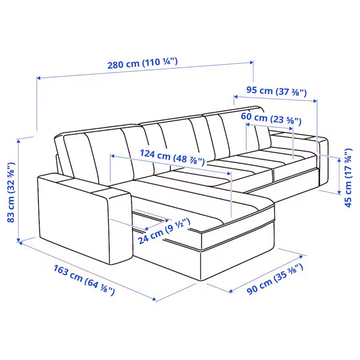 Dark Sectional Sofa with Ottoman - photo 3