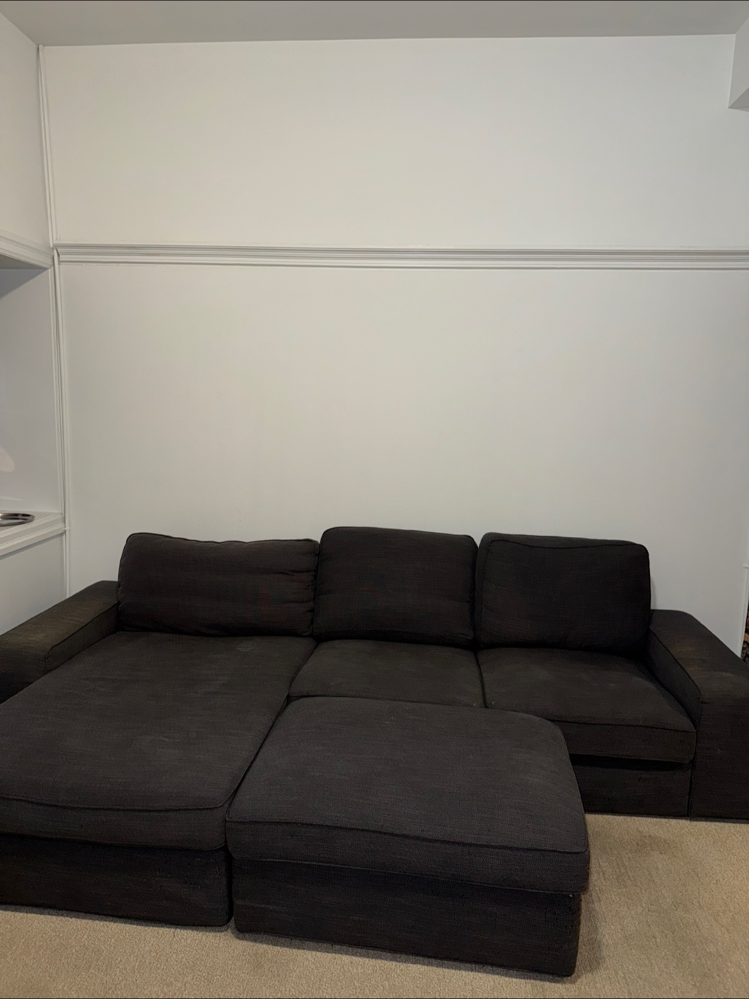 Dark Sectional Sofa with Ottoman
