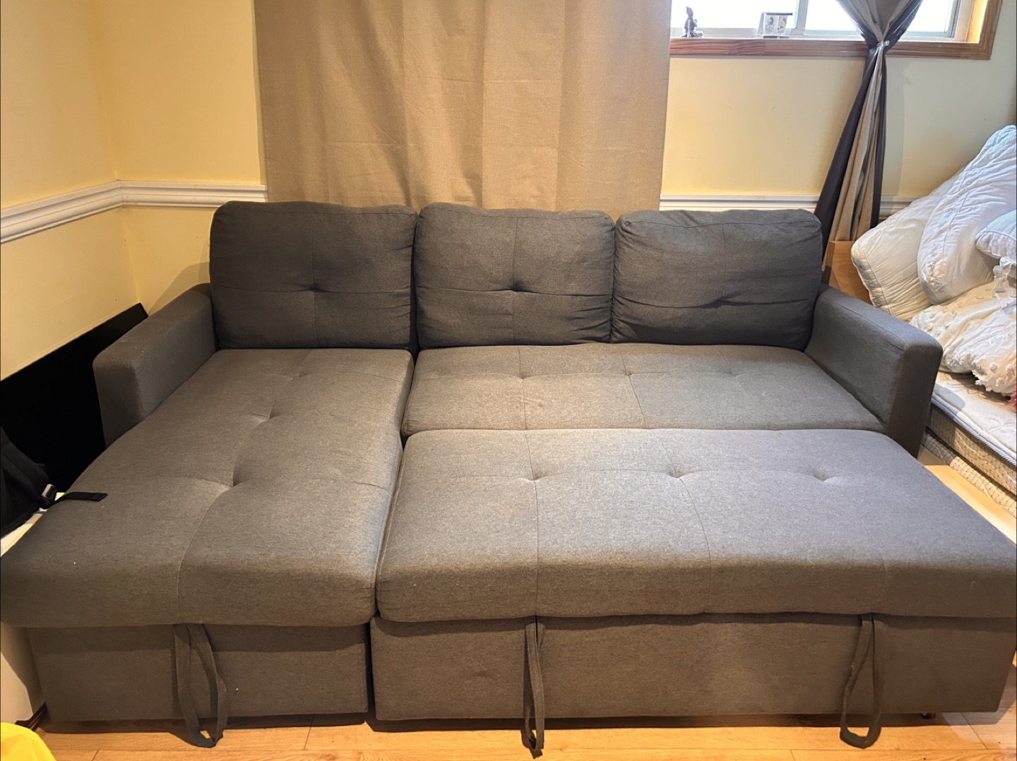 Grey Fabric Sectional Pull Out Bed - photo 2