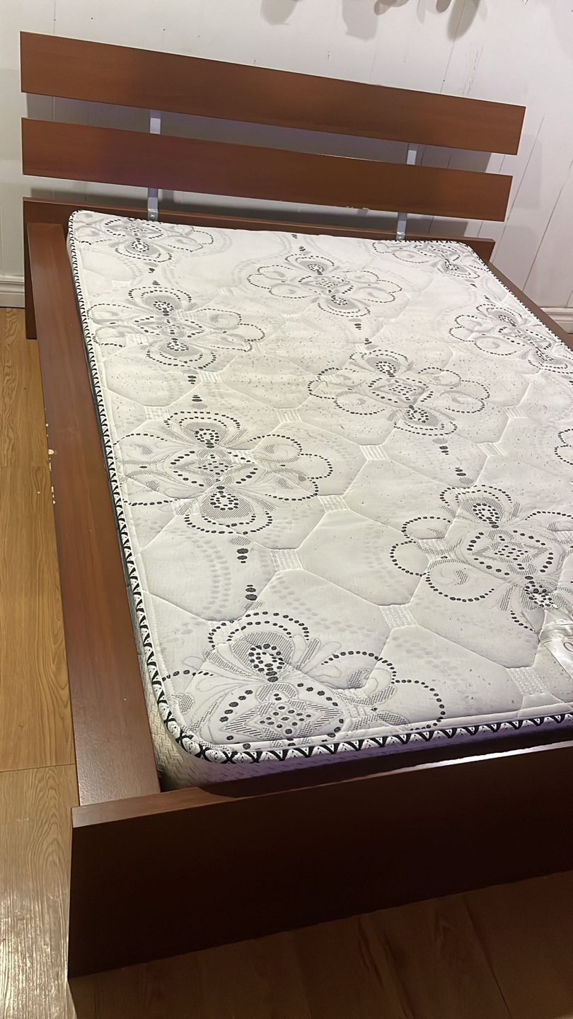 Wooden Bed Frame with Mattress