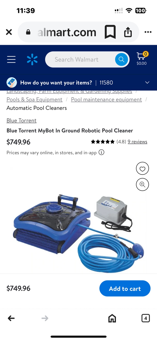 BLUE TORRENT MyBot Robotic  Pool Cleaner