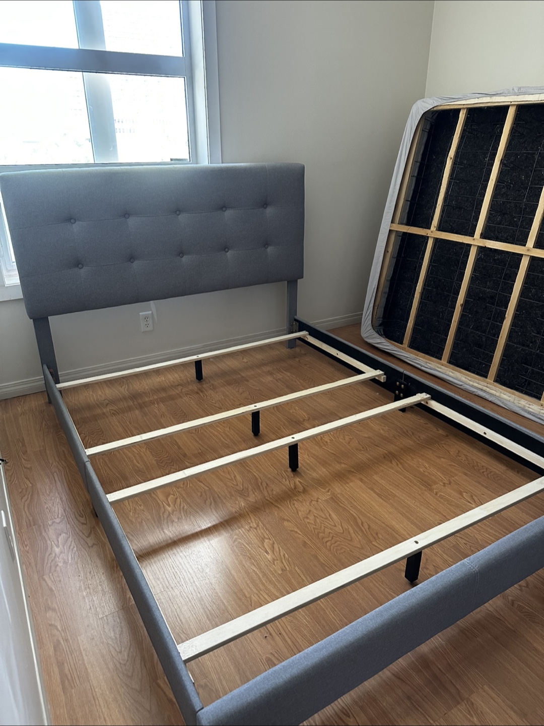 Grey Queen Upholstered Bed Frame - photo 4