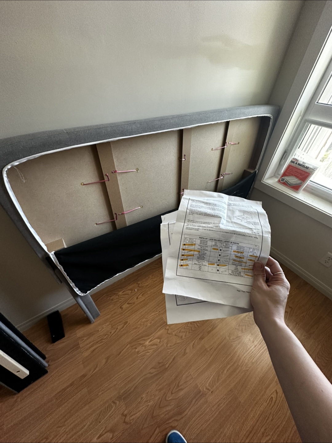 Grey Queen Upholstered Bed Frame - photo 5