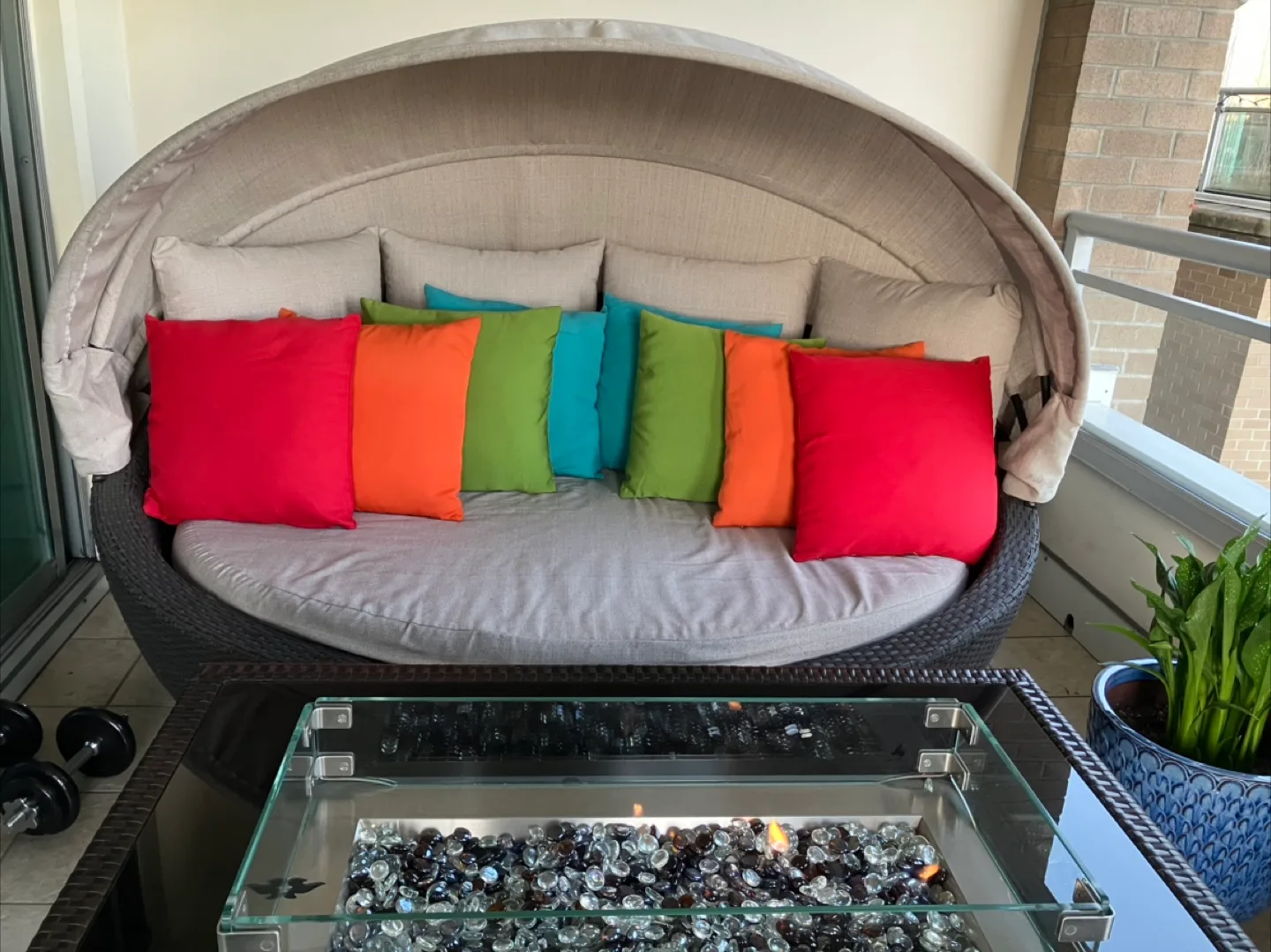 Outdoor Rattan Daybed with Cushions and Pillows thumbnail