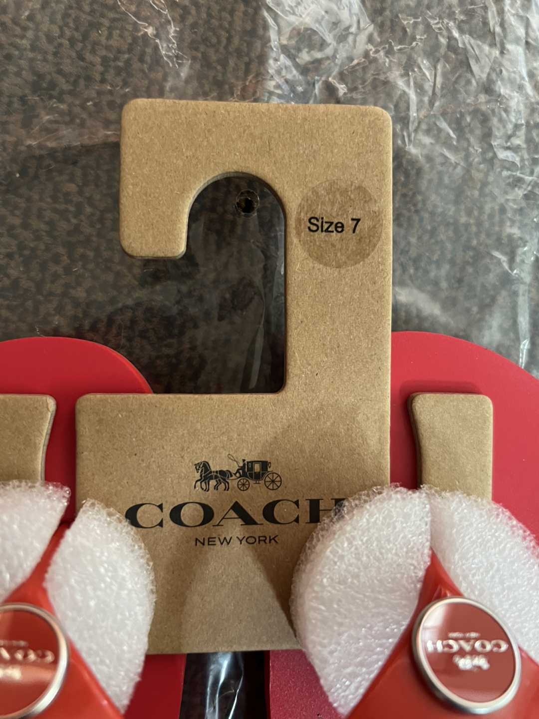 Coach Red Flip Flops Size 7 - photo 4