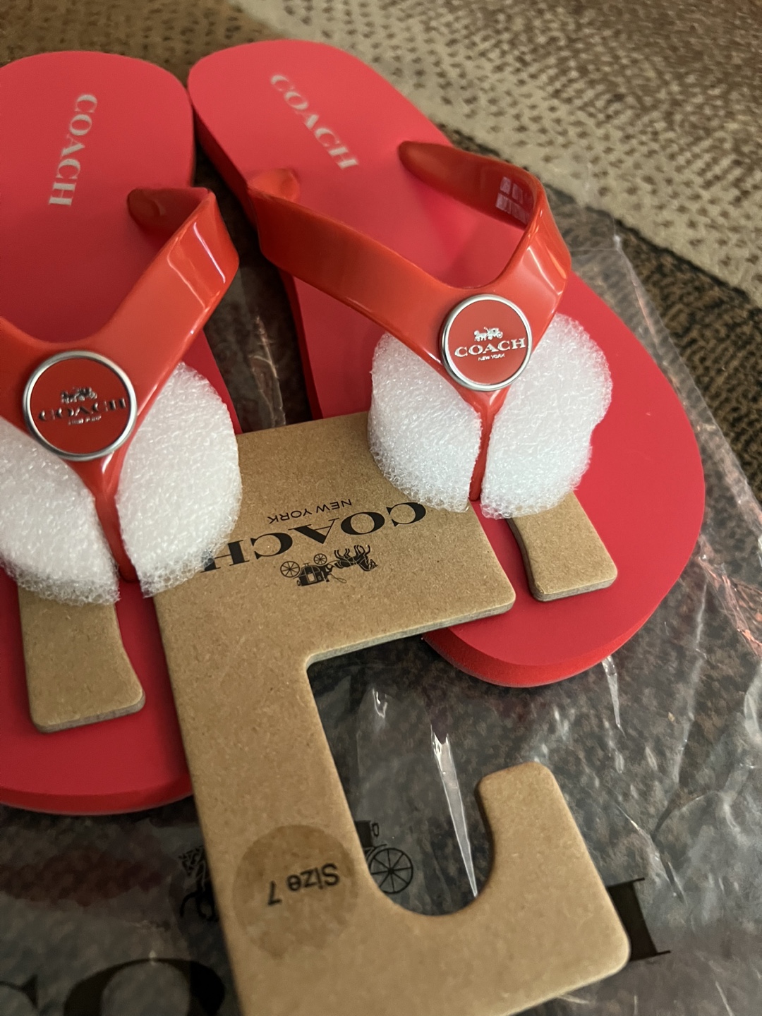 Coach Red Flip Flops Size 7