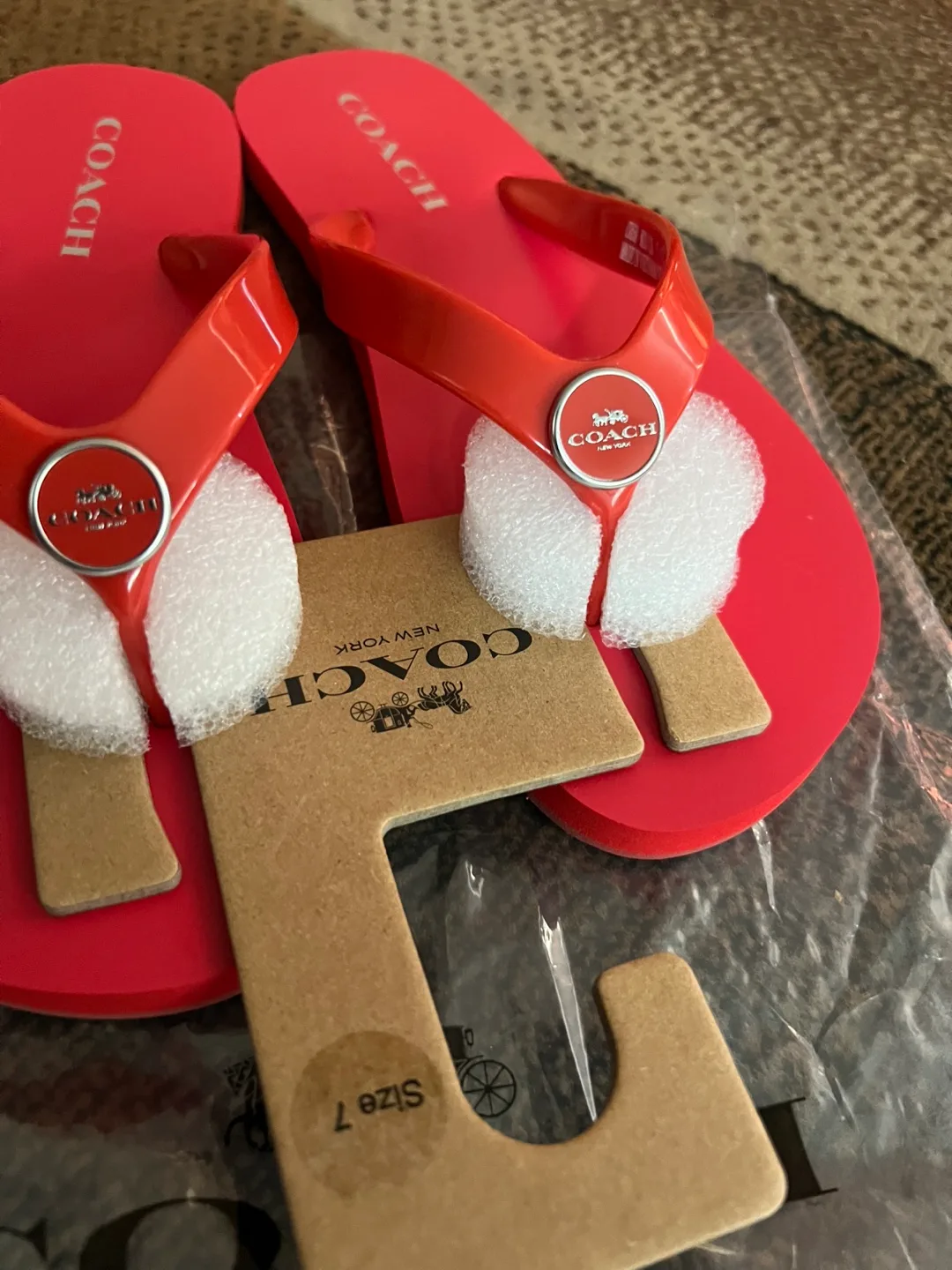 Coach Red Flip Flops Size 7 thumbnail