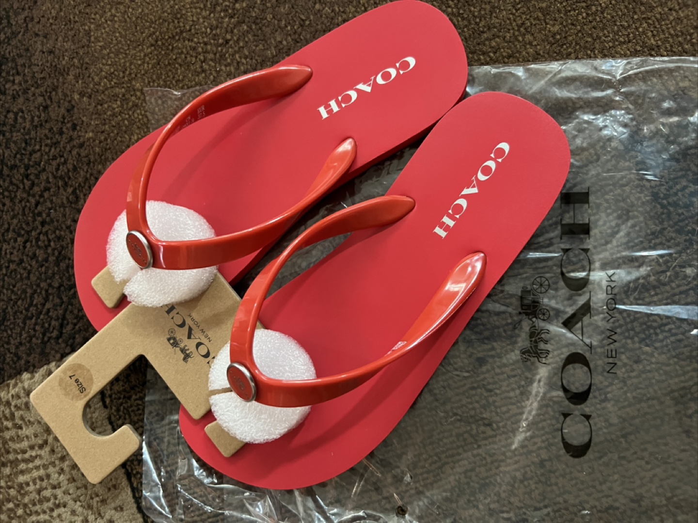 Coach Red Flip Flops Size 7 - photo 2