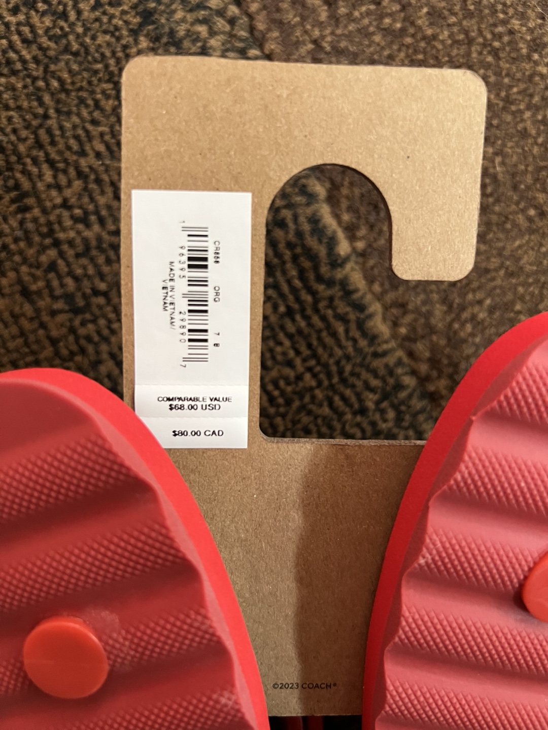 Coach Red Flip Flops Size 7 - photo 5