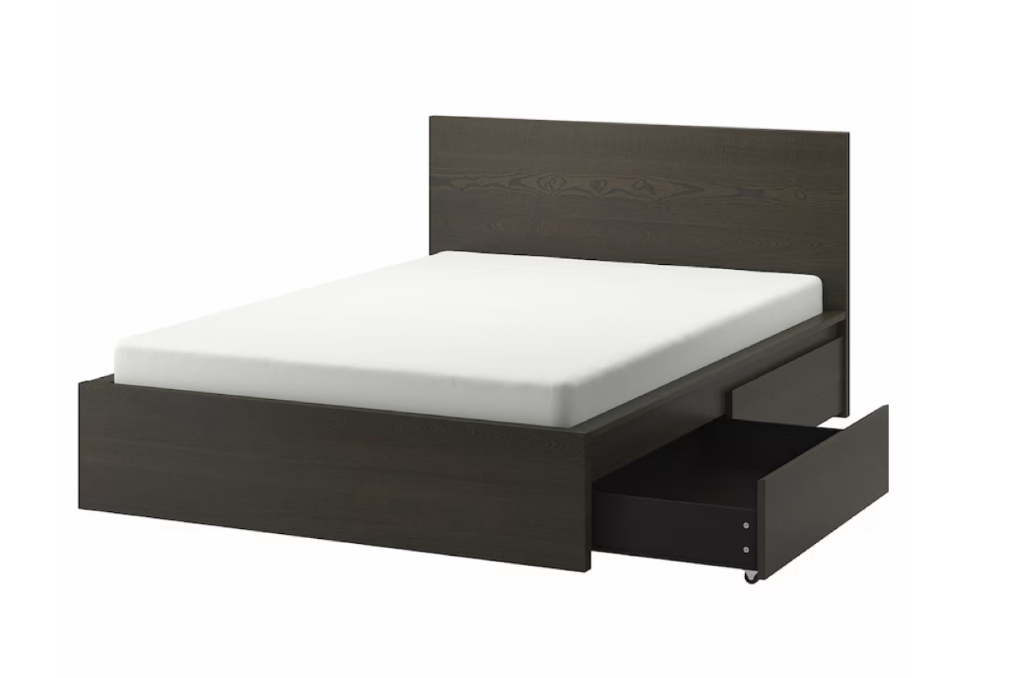 MALM Queen size bed frame with 2 storage drawers/ Dark brown - photo 5