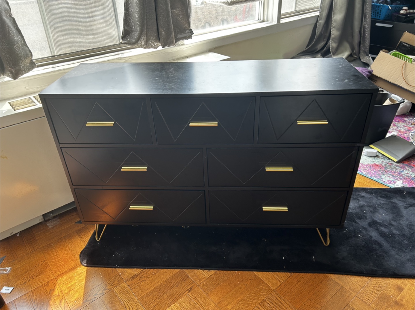 Black Dresser with Gold Accents