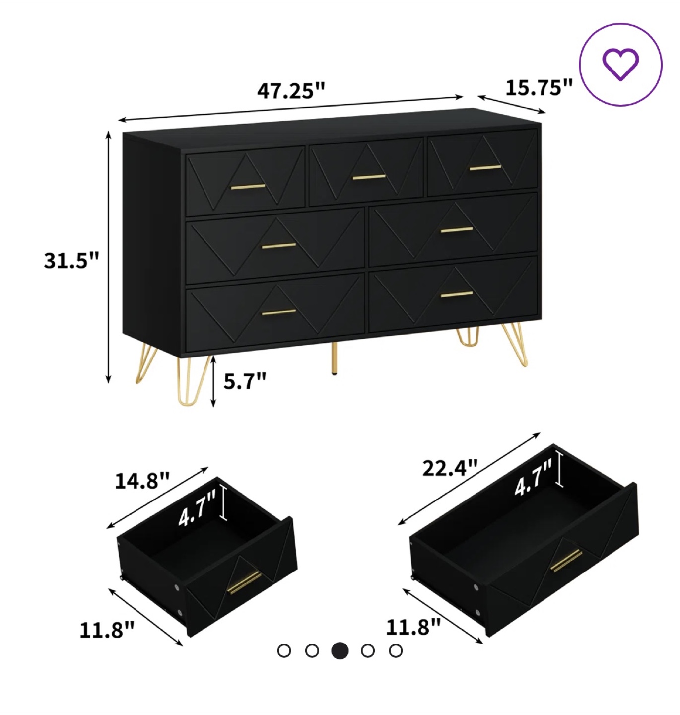 Black Dresser with Gold Accents - photo 5