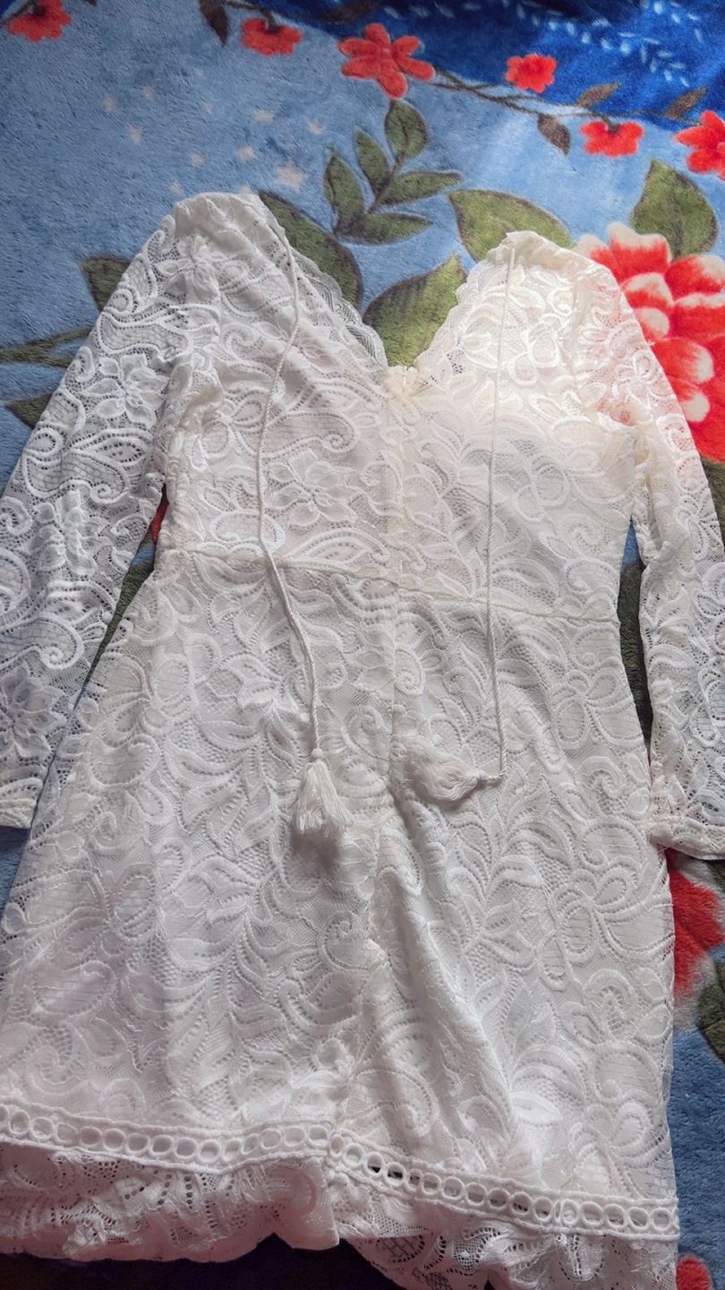 EillyBazar White Lace Dress - Size L - photo 2