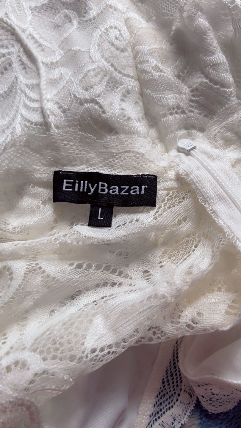 EillyBazar White Lace Dress - Size L - photo 3