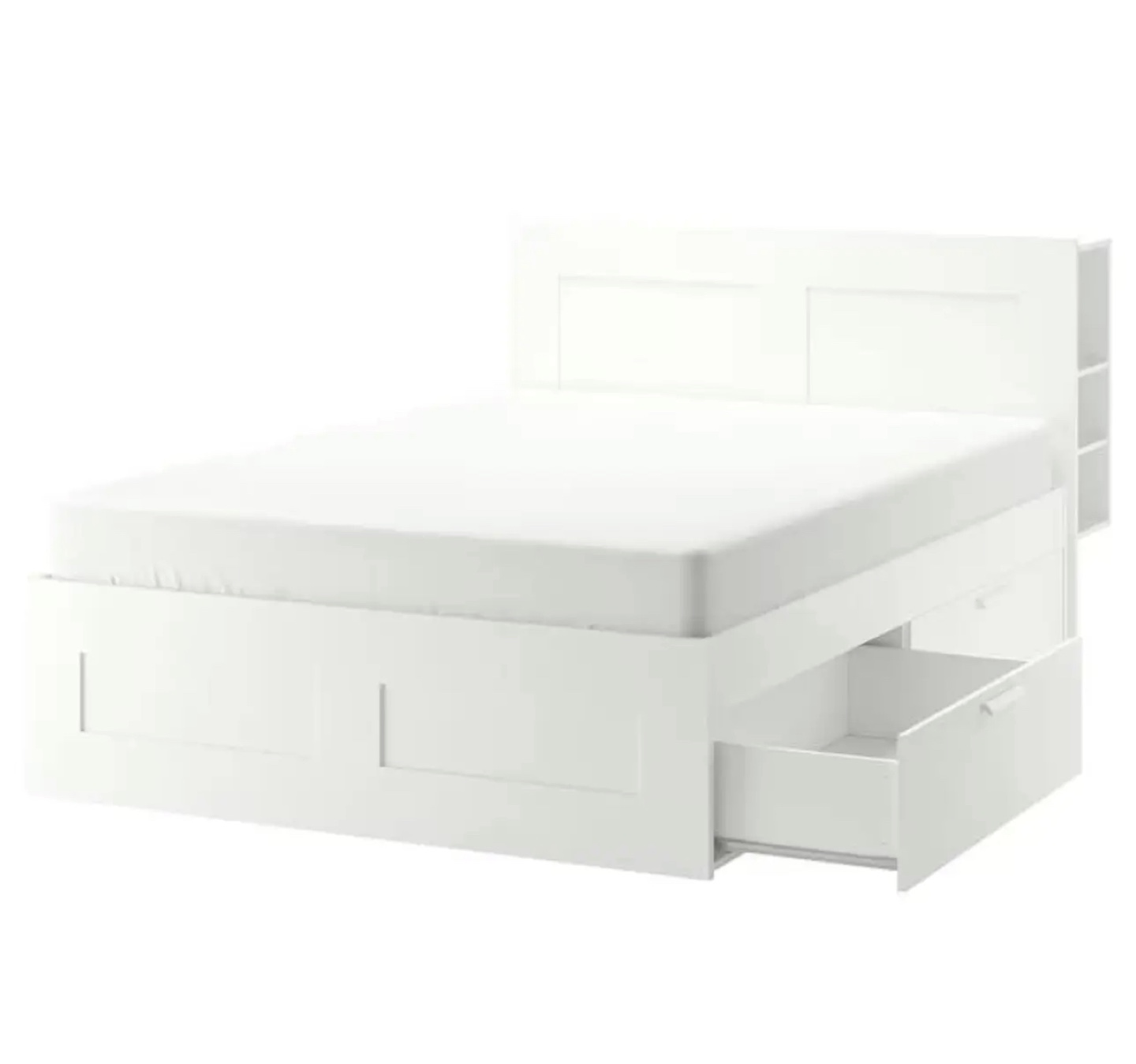 IKEA Queen Bed (storage & headboard) + IKEA Mattress, white - photo 3