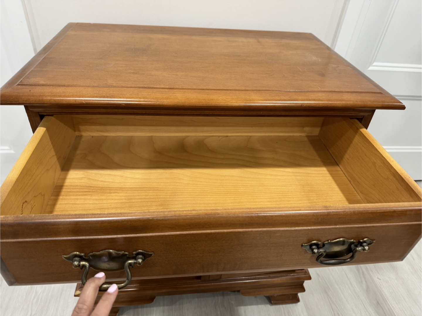 Vintage Wooden Nightstand with Drawer and Doors - photo 3