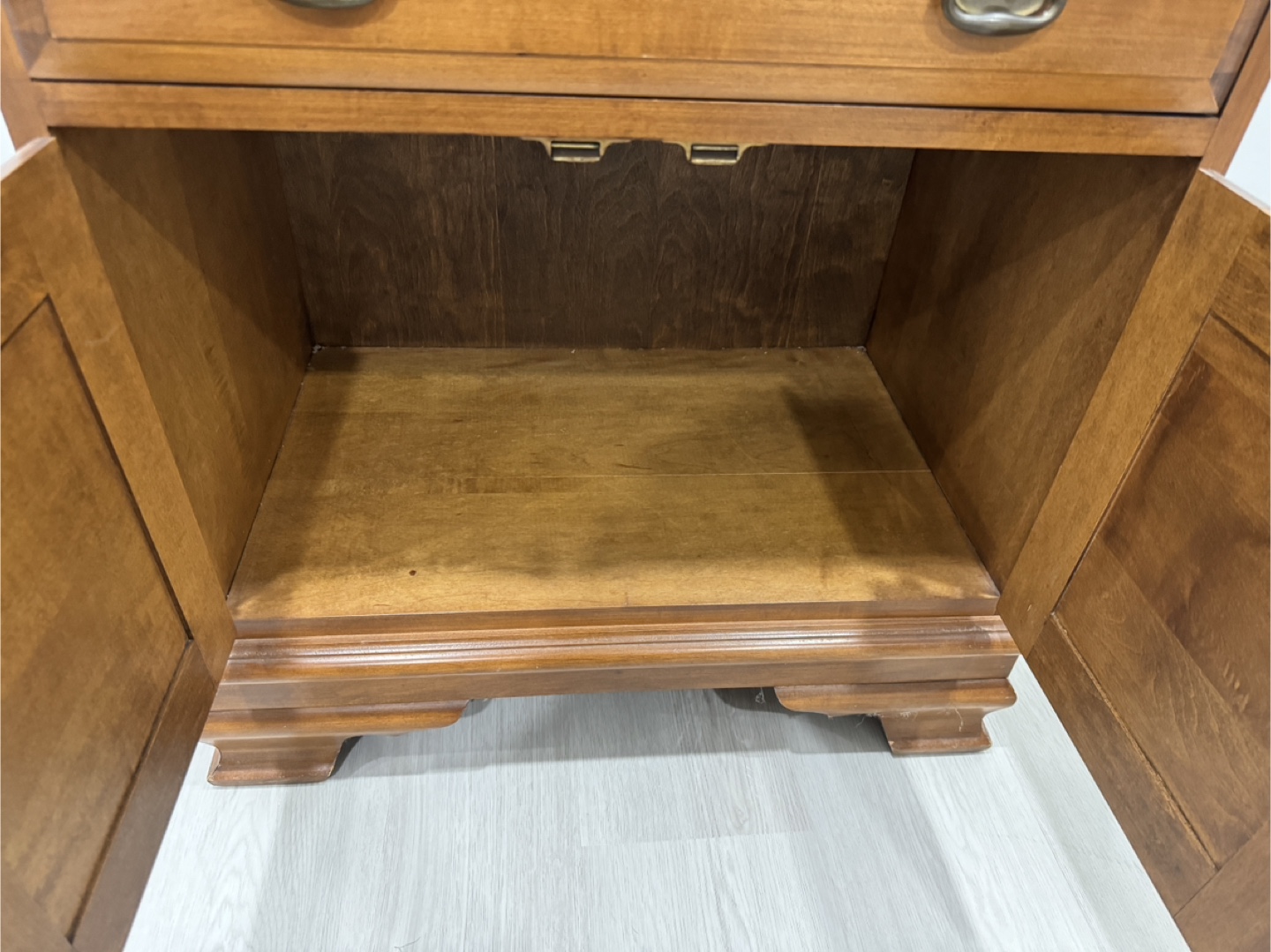 Vintage Wooden Nightstand with Drawer and Doors - photo 5