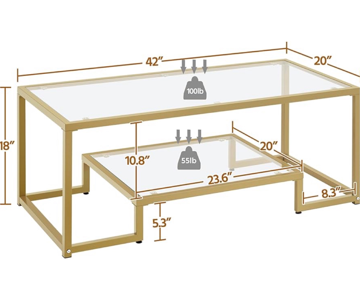 Gold and Glass Coffee Table - photo 2