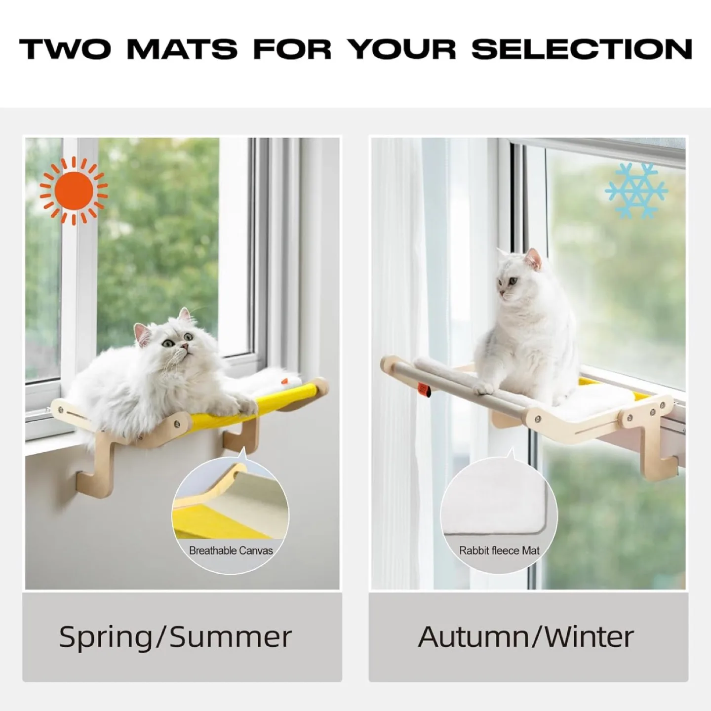 (Yellow with pad) Cat Window Perch Cat Window Hammock Seat image indicator(2)