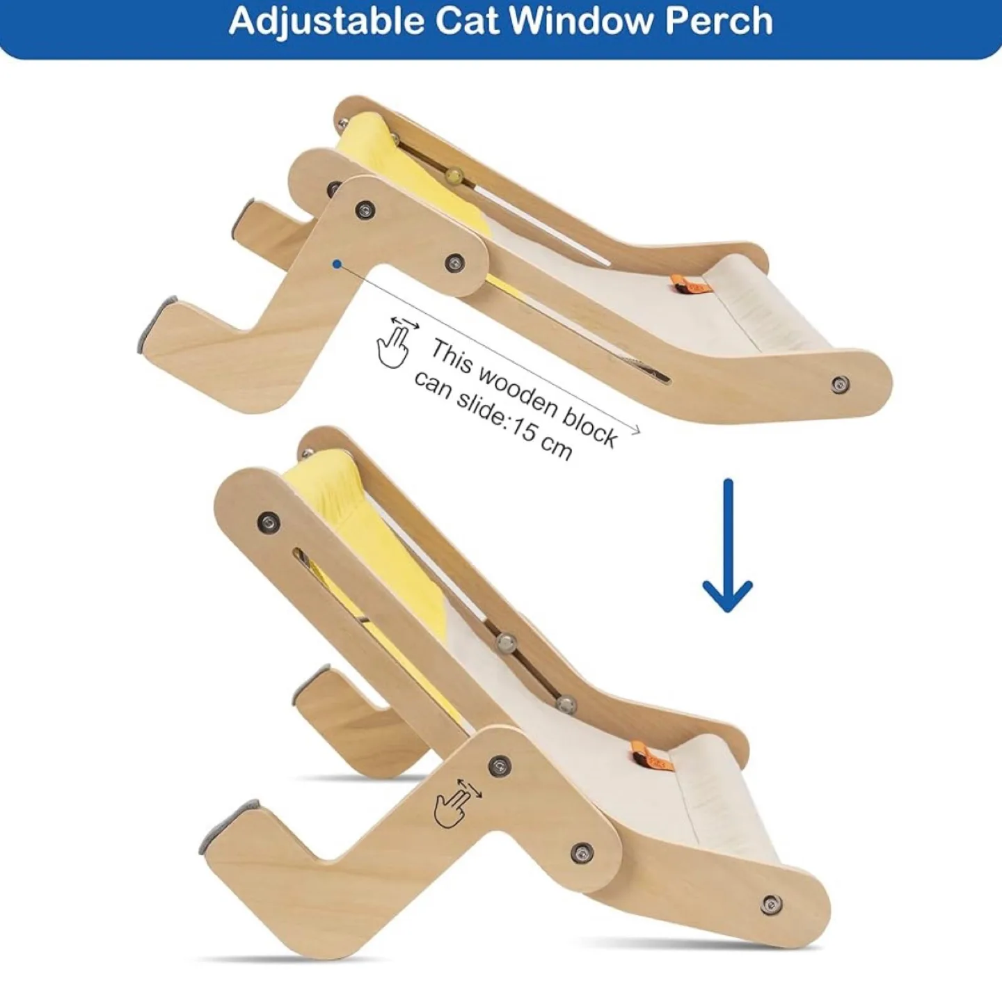 (Yellow with pad) Cat Window Perch Cat Window Hammock Seat image indicator(9)