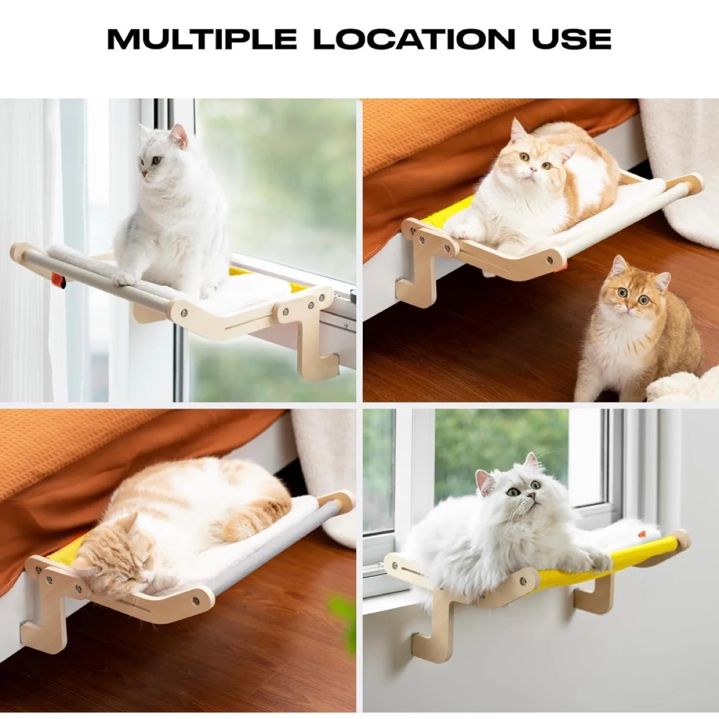 (Orange with pad) Cat Window Perch Cat Window Hammock Seat image indicator(5)