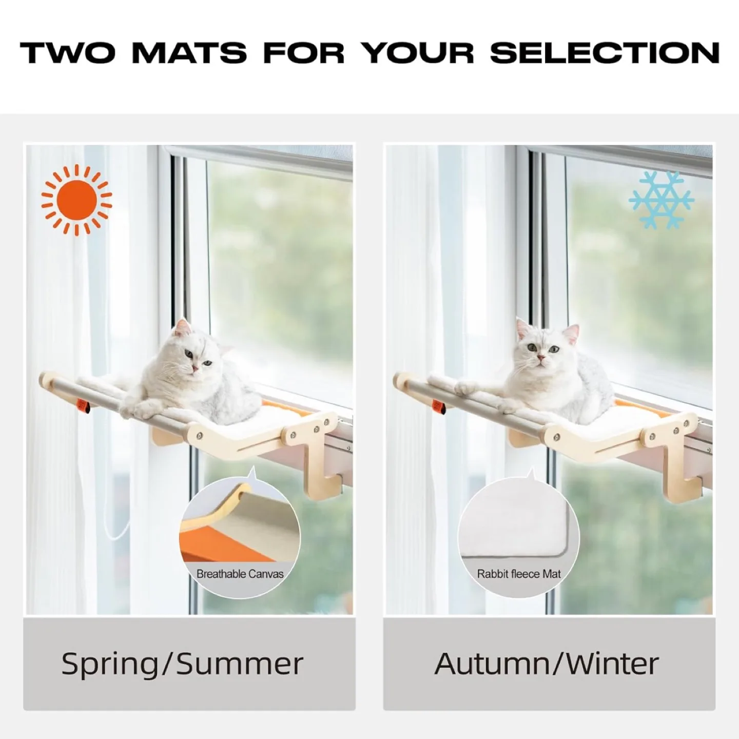 (Orange with pad) Cat Window Perch Cat Window Hammock Seat image indicator(2)