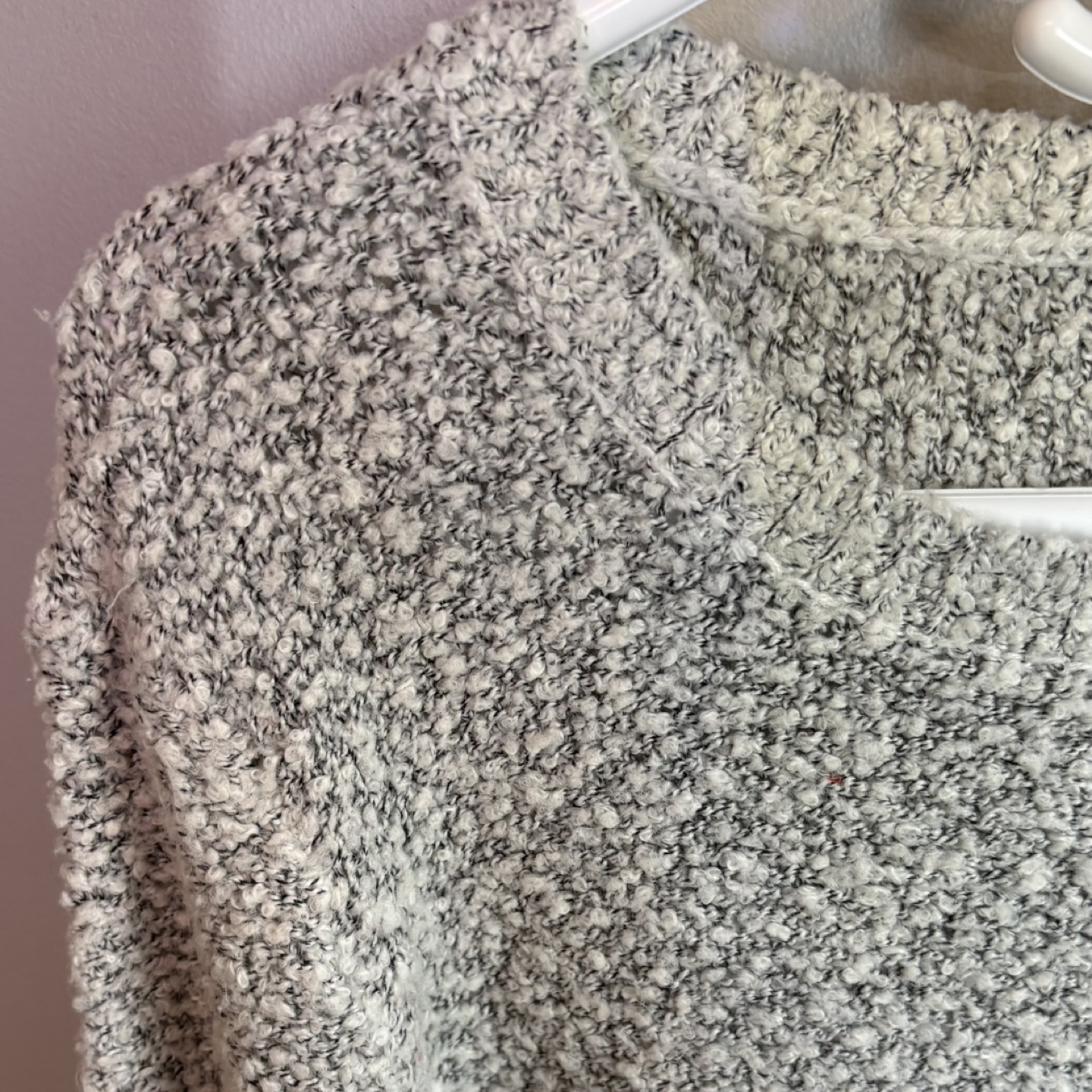 Divided Grey Boucle Chunky Knit Cropped Crew Neck Sweater - photo 2