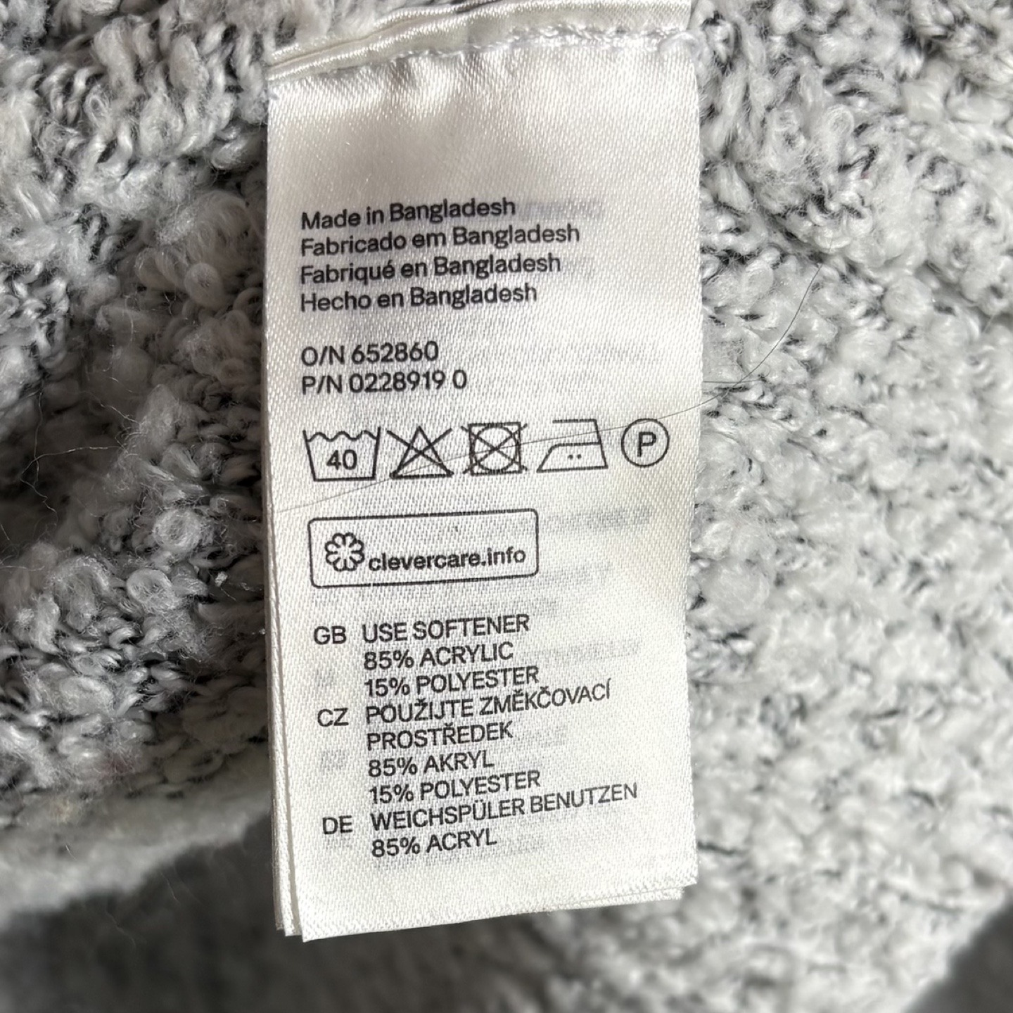 Divided Grey Boucle Chunky Knit Cropped Crew Neck Sweater - photo 4