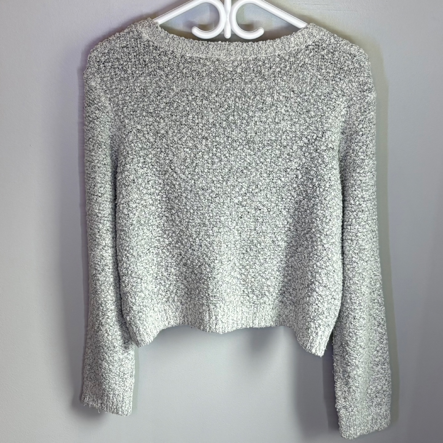Divided Grey Boucle Chunky Knit Cropped Crew Neck Sweater - photo 5