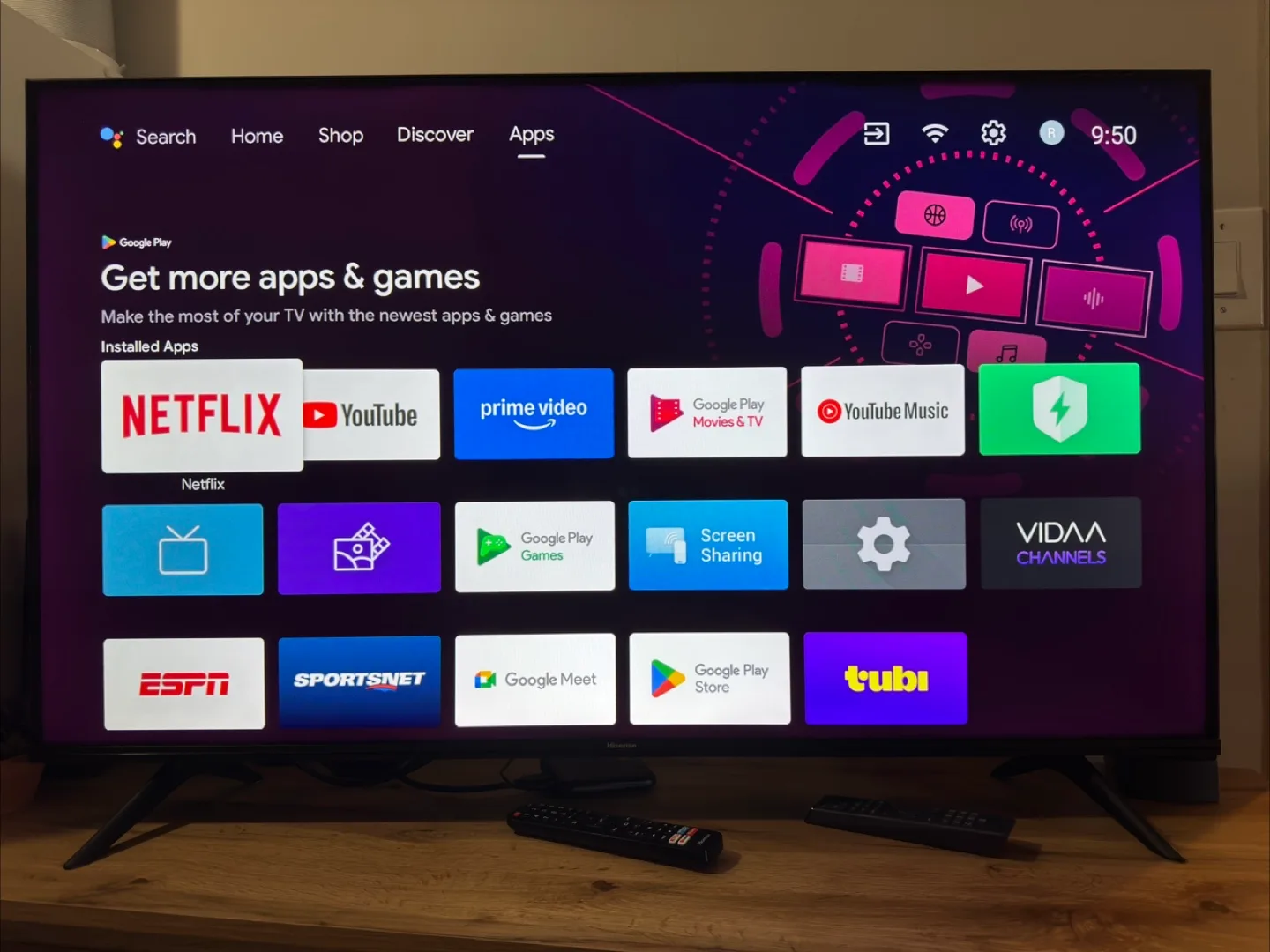 Flat Screen smart TV 50” TV stand included image indicator(2)