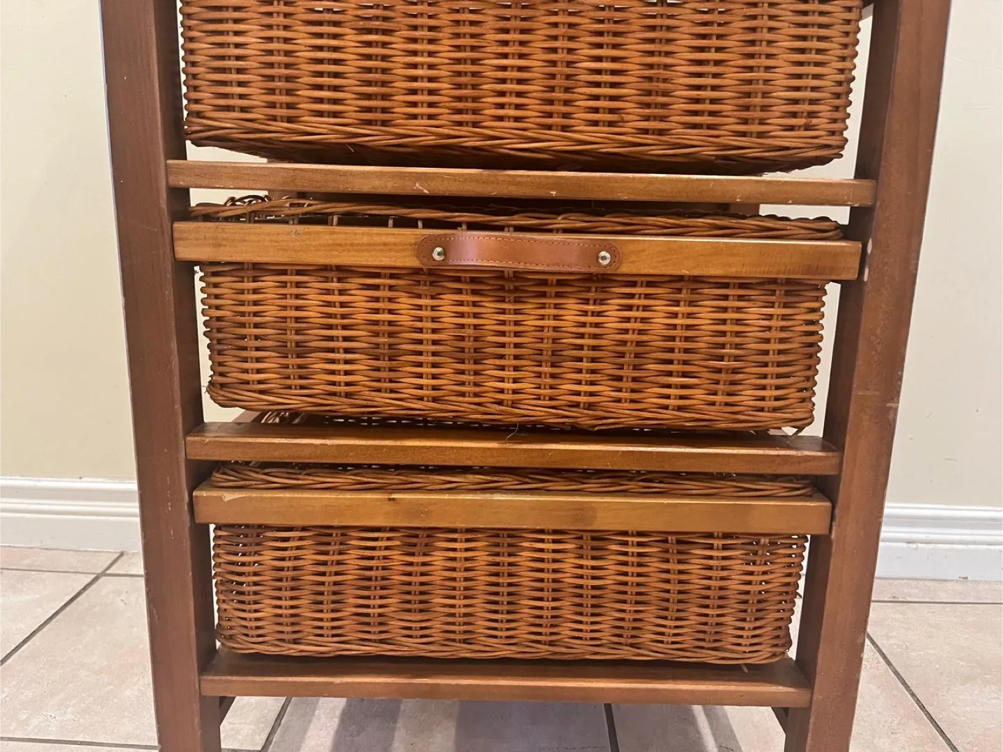 Beautiful rattan tall boy dresser $80 firm image indicator(5)