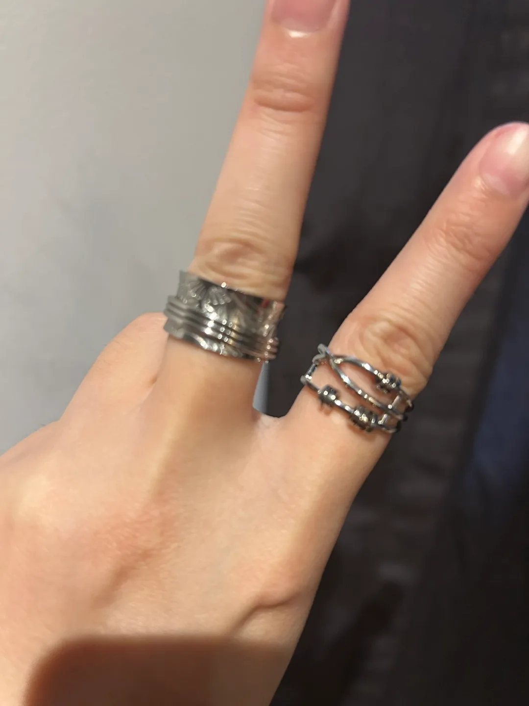 Silver Stress Reliever Rings - Set of 2 Size 7 thumbnail