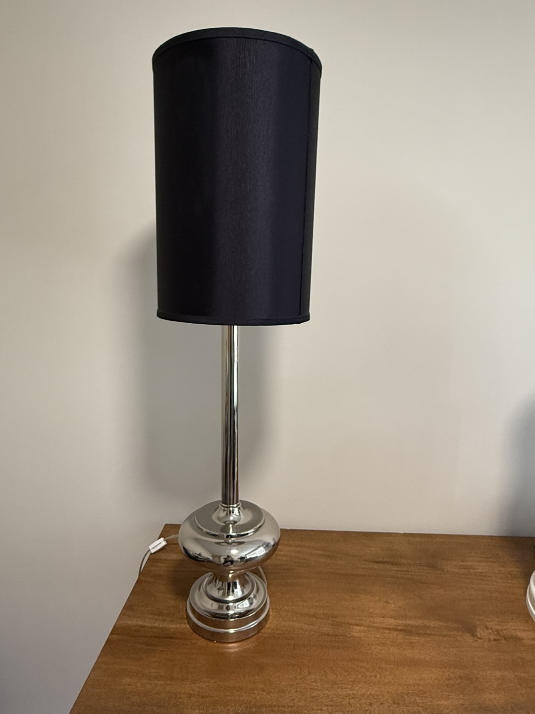 Silver Table Lamp With Black Shade